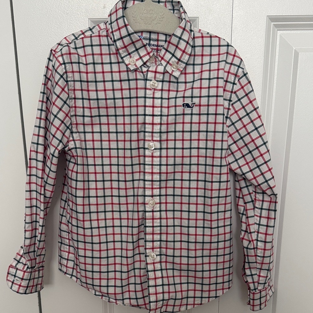 Vineyard Vines Kids Checkered Shirt - Red, Green and White